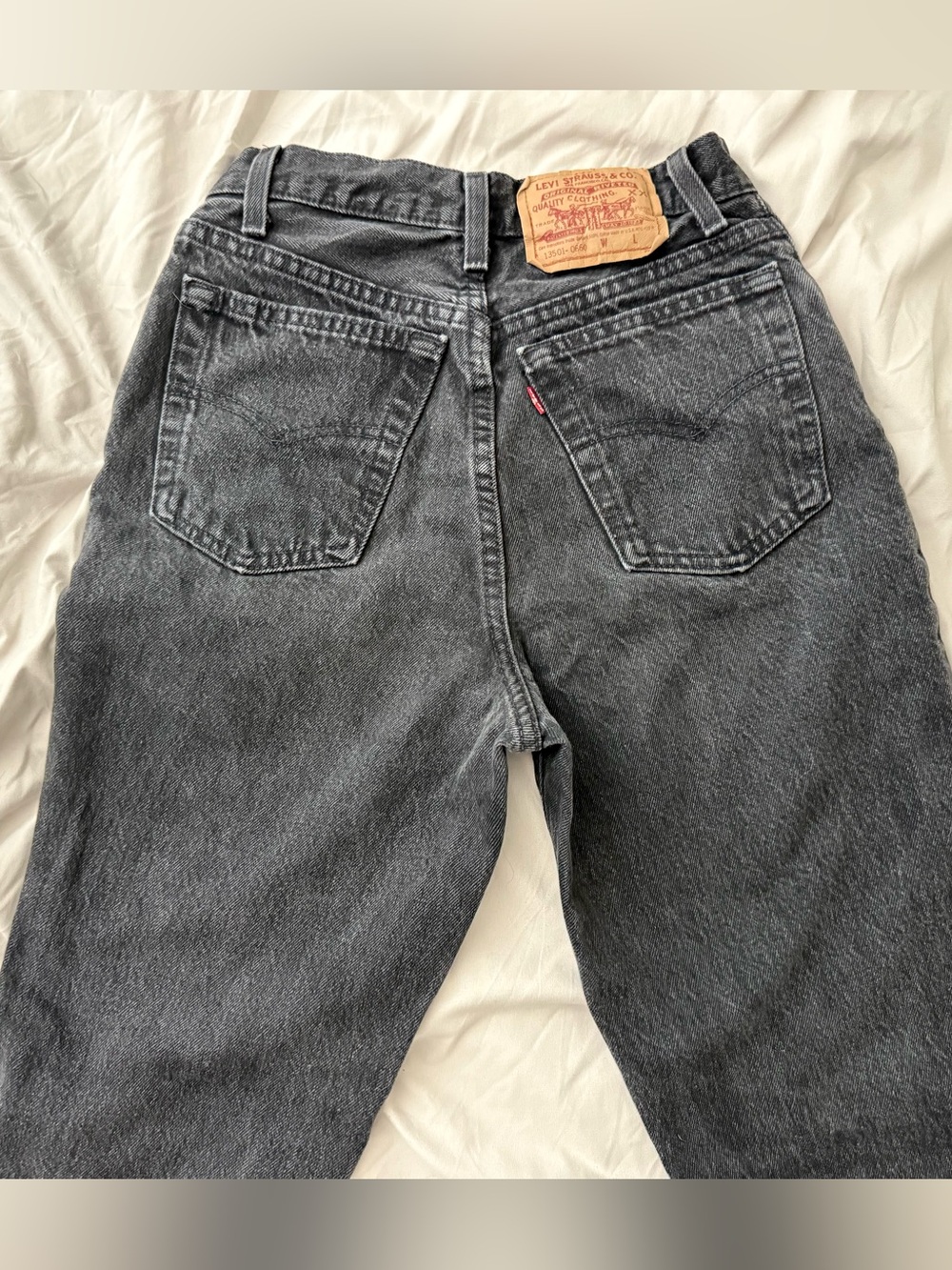 True Vintage Levi’s 501 High Rise Straight Black Jeans Faded Denim 90s Straight